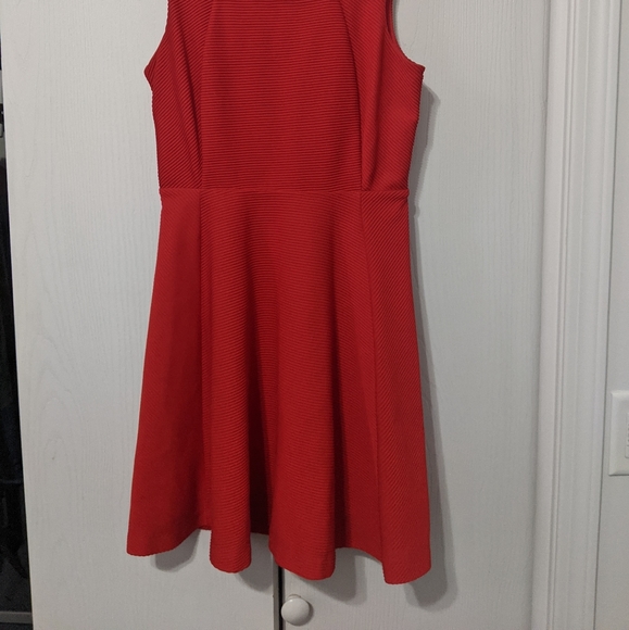Red Ribbed Dress - Express - Picture 2 of 6